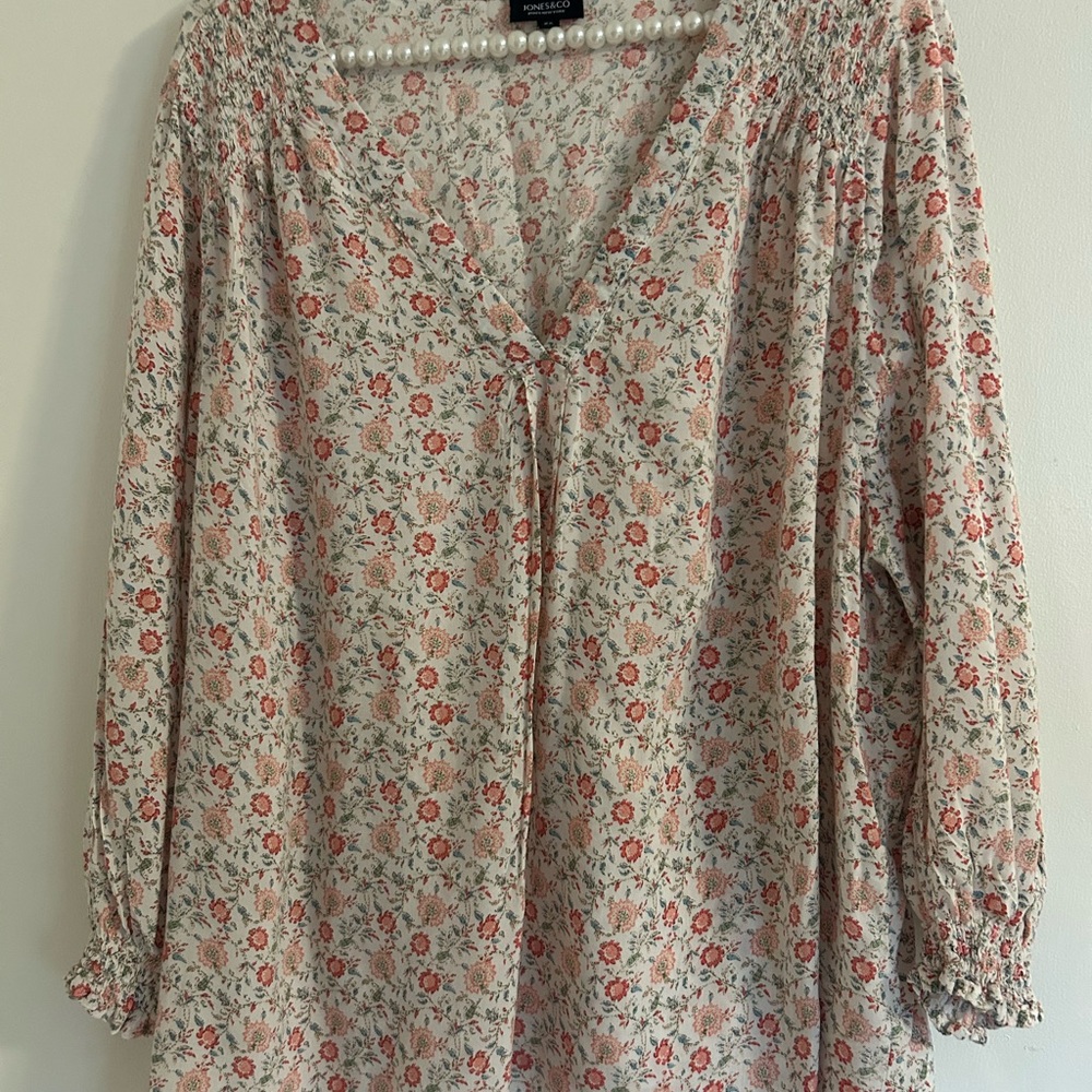 Floral Print Tunic - Cream and Pink